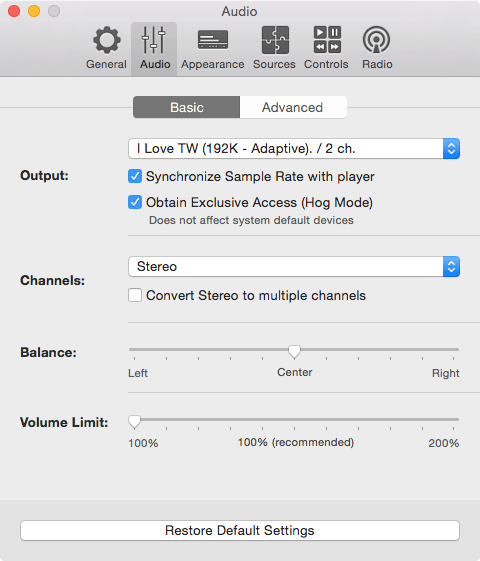 Bitperfect with Mac OSX - Vox audio basic