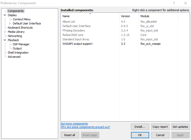 foobar2000 component WASAPI